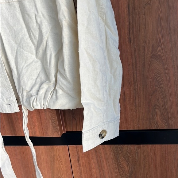 NWT DIP Cream Linen Women's Relaxed Fit Casual Utility Jacket Button Up Medium - Picture 6 of 15